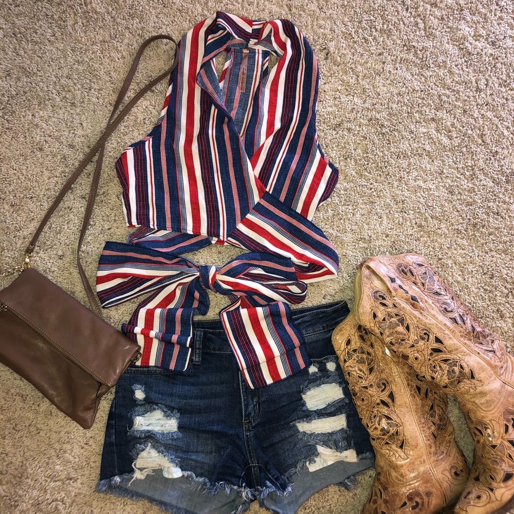 Patriotic wrap crop top